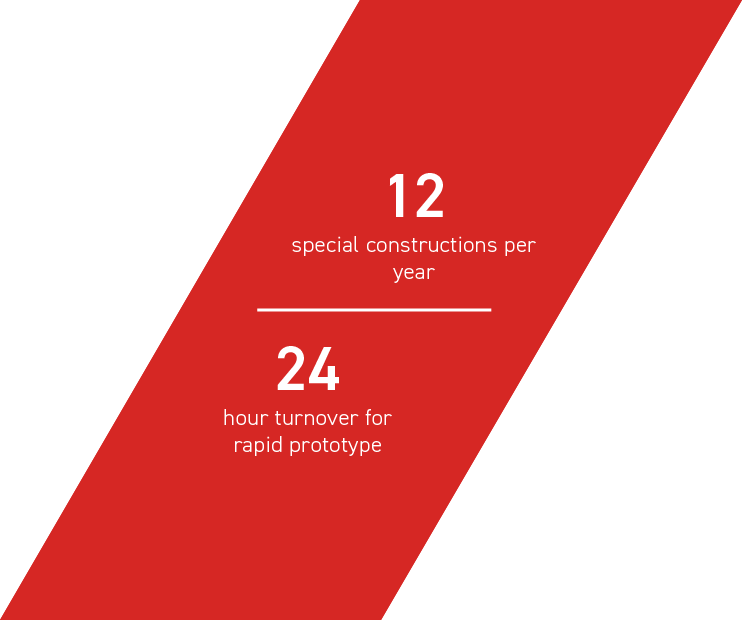 12 special constructions per year - 24 hour turnover for rapid prototype